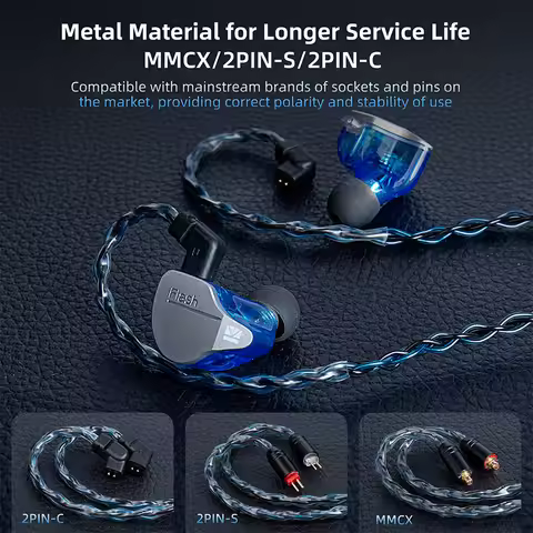 KBEAR ST12 iem cable 2pin Earphone cable 4N 3.5MM MMCX/2PIN-S/2PIN-C 1.2M Upgrade Cable Copper Cable