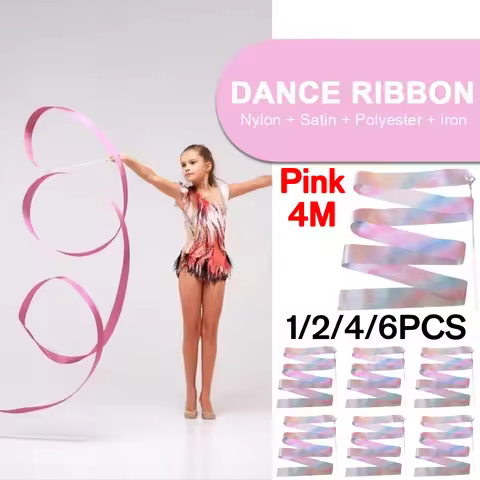 2/4M Flashing Dance Ribbon with Wand Colorful Gymnastic Ribbon Multifunction Rhythmic Gymnastics Rib