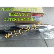100% ORIGINAL PERODUA BEZZA AXIA OUTER HANDLE (LH) (W/CAP) (CHROME COLOUR) 69220-BZ270