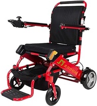 Folding Lightweight Aluminum Alloy Lithium Battery Smart Wheelchair Car (Color : Red)