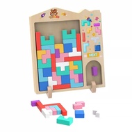 < M.a > Tetris Puzzle Wooden Intelligence Toy Children's Tetris Puzzle Toy/ Children's Educational T