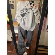 y2k y2k Sweater y2k Clothes y2k Suit Asian Culture y2k Women's Clothing Destruction Hole Spider Prin