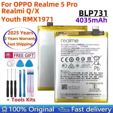 High Quality REALME 5 PRO BLP731 4035mAh for REALME Q Original Lithium Ion Batteries with Free Tools