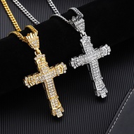 Hip Hop Full Diamond Retro Hollow Pendant Necklace Diamond Pendant Necklace Gold-Plated Diamond Neck