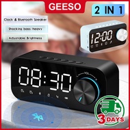GEESO Bluetooth Speaker Wireless with Thermometer Alarm Clock LED HiFi Super Bass Subwoofer Music Pl