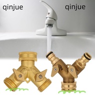 QINJUE Brass Pipe Valve Splitter Watering Quick Connector Water Connectors Garden Tap 2 Way Y-shaped Hose Adaptor