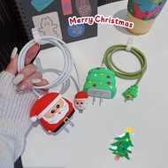 For Iphone 30W 20W 18W charger + cable protective cover Christmas Tree Santa Claws 4 in 1 case