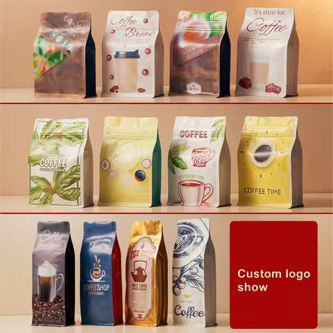 50Pcs Coffee Beans Aluminum Foil Packaging Bag with Air Valve Sealed Food Powder Tea Nuts Storage Ai