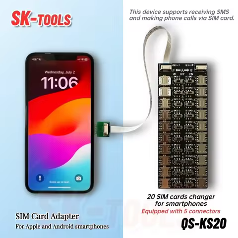 Card Changer Multi SIM Card Reader with 20 Slots SIM Card Adapter Android Apple Universal 20 Expansi