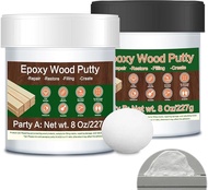 Epoxy Putty - 16 oz White Epoxy Wood Filler 2-Part Stainable Structural Filler Putty Kit Wooden Floo