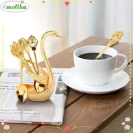 MOLIHA Swan Base Stand Spoons, with 6 Spoons Stirring Mixing Swan Spoons, Elegant Table Decoration C
