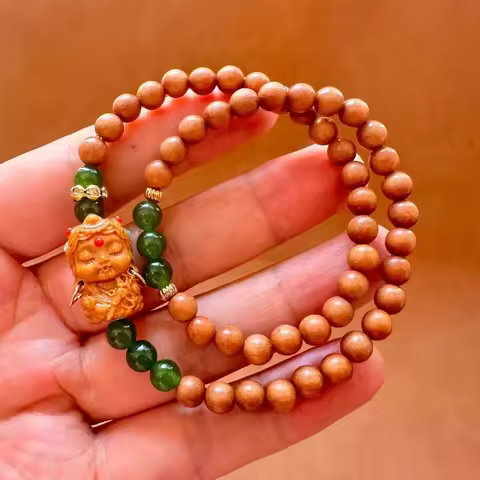 Natural Sandalwood Tara Bracelet, Women's Multi-circle Lucky Bracelet, Buddha Beads, Ethnic Style