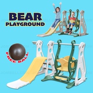 Kids BEAR PLAYGROUND Swing N Slide + Basketball Hoop Set Home Indoor Outdoor Playground Gelongsor