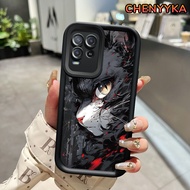 CHENYYKA Casing Hp OPPO A54 Case HP kucing hitam wajah sisi tampan Casing ponsel Softcase lunak Anti