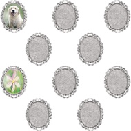 PH PandaHall 10pcs Pin Brooch Cabochon Setting, Vintage Brooch Tray Oval Alloy Cabochon Bezel Settin