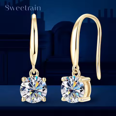 Sweetrain 1CT Moissanite Dangle Earrings for Women 925 Sterling Silver Sparkling Brilliant Cut Diamo