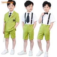 Lontakids ชุดเสื้อสูทสีเขียวชุดสูทสำหรับเด็กผู้ชายสำหรับเด็กชุดทางการชุดทักซิโด้เด็กวัยหัดเดินเสื้อผ