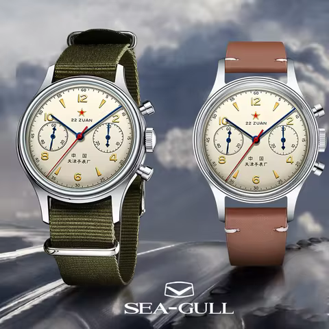 Seagull Aviator 38mm Chronograph seagull 1963 International Edition Mechanical Wristwatch ST1901 Wat