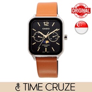 [Time Cruze] Casio MTP-M305 Moon Phase Brown Leather Band Black Dial Men Watch MTP-M305L-1AVDF MTP-M