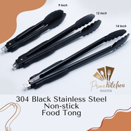 3 Sizes 304 Stainless Steel Black Barbecue Clip Elongated Cooking Clip BBQ Buffet Restaurant Food To