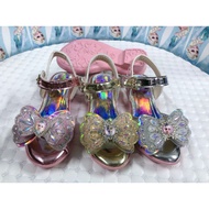 Cute Elsa bow sandals with rhinestones and Elsa buckles for girls
