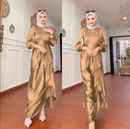 Jusi Dress Satin Silk Premium Dress yang lagi viral Gamis polosan Gamis Wanita Dewasa Kekinian Gamis