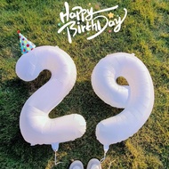 [Super new] Milk white/black number balloon, large size 75cm, birthday decoration