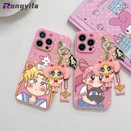 Sailor Moon Phone Case Suitable For Vivo V15 V11i V11 V9 Y85 V7 Plus V5 Lite V5S X80 X70 X60 X50 Pro Cover Keychain Full coverage Shockproof Cute Girl Heart Anti-fall Phone Case