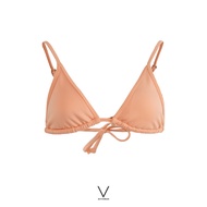 SS2024 SALMON BIKINI BRA บราว่ายน้ำผูกหลังสี SALMON ใส่ว่ายน้ำ ผ้าหนา มีฟองน้ำในตัว กัน UV UPF 50+