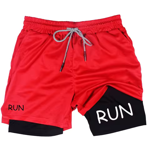 Men's Printed Athletic Shorts: 2-in-1 Quick-Dry Training Shorts, Summer Double-Layer for Running and