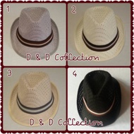 Plain Knitted Straw Fedora Hat for Adults