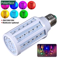 POKERFACE E27 5W/10W/15W 110V 220V 7 Colors LED Bulb Room Decoration Light Corn Bulb No Flicker Lamp