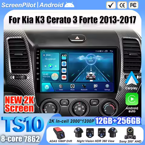 9 Inch Android 16 For Kia K3 Cerato 3 Forte 2013-2017 Car Radio Stereo Head Unit Multimedia Video Pl
