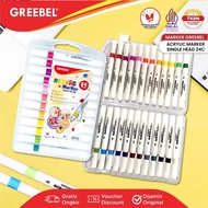 Greebel Acrylic Marker Single Head 24 Colors Acrylic Marker Set | GMAS-24C @ 1Set