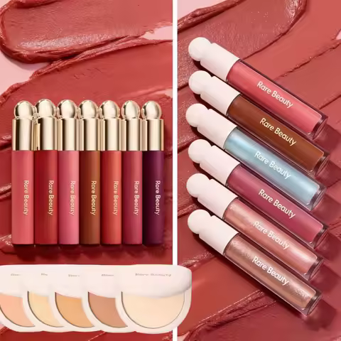 Rare Beauty Christmas Carnival Happy Mirror Smooth Lipstick Pre-makeup Hydration Setting Powder To M