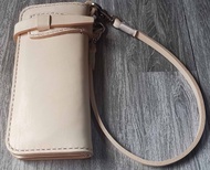 กระเป๋าทรงยาว PP เป็นหนังฟอกฟาด สีครีม พร้อมมือ