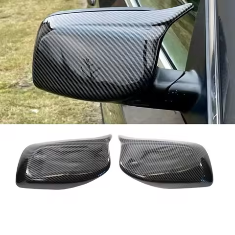 2PCS M Horn Gloss Black Side Mirror Cover Rearview Mirror Caps For BMW E60 E61 E63 E64 2004-2007 Car