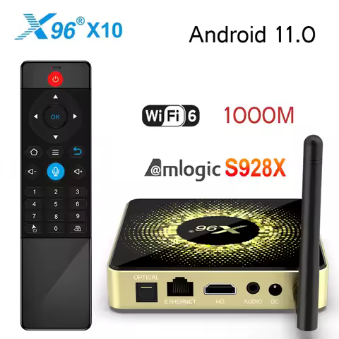 X96 X10 Android 11 1000M Amlogic S928X Smart TV Box 4GB 32GB DDR4 8K USB3.0 Wifi 6 Set Top Box Media