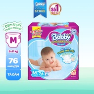 Tã dán Bobby super jumbo Đệm thun thấm mồ hôi M76 - 76 miếng