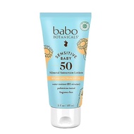 Babo Botanicals Sensitive Baby Mineral Sunscreen Lotion SPF50 - Natural Zinc Oxide - Face & Body - F