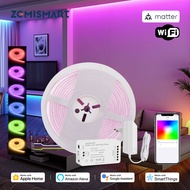 Zemismart Matter WiFi COB LED Strip 5M/10M Set,Smart CW/RGBCW IP65 Light Strips,Matter Driver Alexa 
