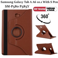 For Samsung Galaxy Tab A A6 10.1 With S Pen 2016 SM-P580 P580 P585 360 Rotate Leather Case For SM-P585Y Case