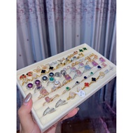 Stone rings, diamond earrings, titanium, Au750, Au610, 18kJb for women and girls, rust-proof and wat