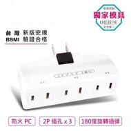 NDr. AV Japan New Innovation Same Row 3 Plug Steering Socket TNT-853R 2 Hole X 3 180 Rotating 15A 16