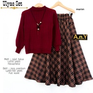 Ld 110cm | ULYAS SET made by ANY | SETROK SETELAN BAJU RAJUT DAN ROK