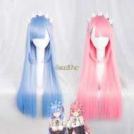 Re kara Hajimeru Isekai Seikatsu Rem Ram Cosplay Wig Long straight Hair Wigs Simulated Scalp Anime W