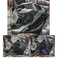 ORIGINAL AXXIS GECKO SV FLIP UP DOUBLE VISOR HELMET GLOSSY BLACK GLOSSY GREY