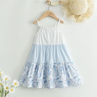 Bear Leader Summer Floral Print Dresses for Baby Girls Clothes New Flower Print Strap Dress with a B