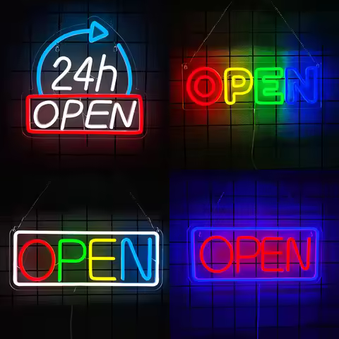 24H Open Neon Sign For Wall Decor,Led Neon Light For Restaurant,Bakery,Flower Shop,Coffee Shop Decor