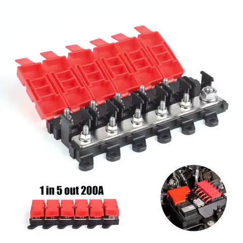 1 in 5 out—— 6way MIDI AMI Fuse Holder 200A Power Distribution Module, Bolt On Fuse Type, for Marine